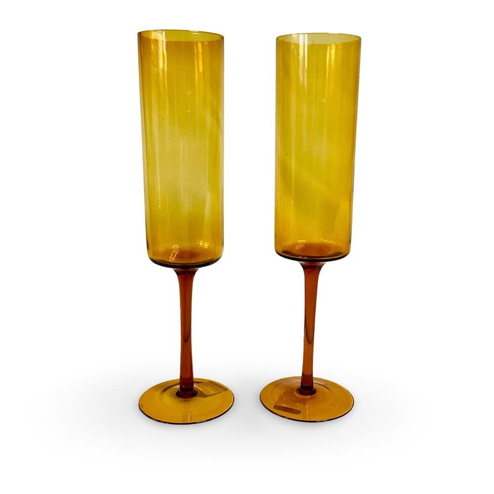 Z Gallerie Party Glass Amber Candle Holders